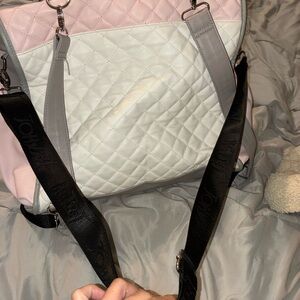 Betsey Johnson Pink and White Quilted Baby Bag